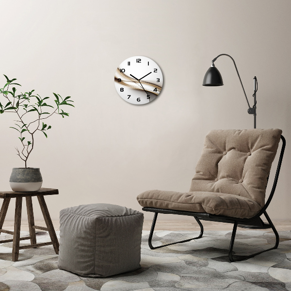 Wanduhr rund Braune Welle