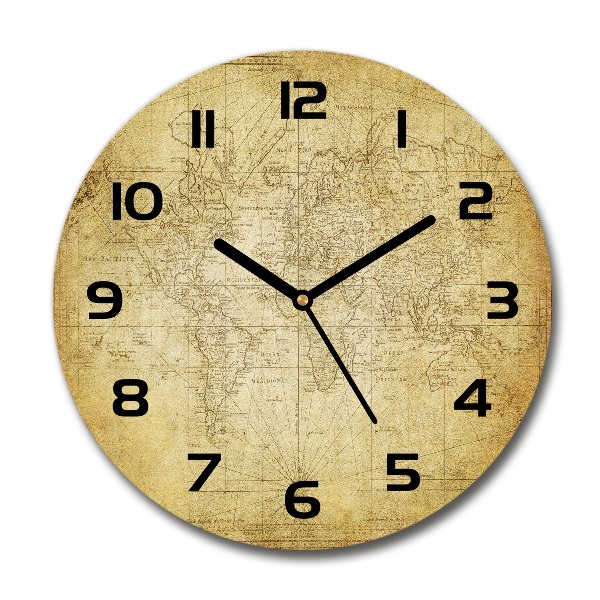 Wanduhr glas rund Karte der alten Welt