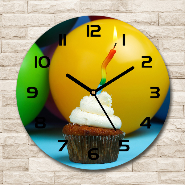 Wanduhr rund Geburtstagscupcake