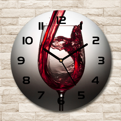 Wanduhr glas rund Rotwein