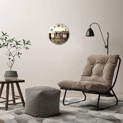 Wanduhr rund Holzsteg