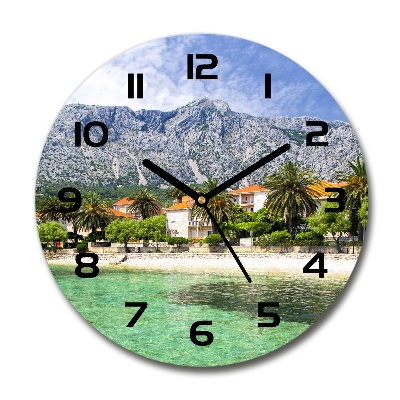 Wanduhr glas rund Strand in Kroatien