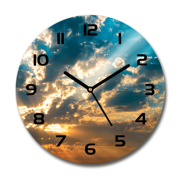 Wanduhr rund Sonnenuntergangshimmel
