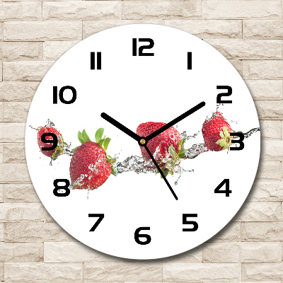 Wanduhr rund Erdbeeren und Wasser