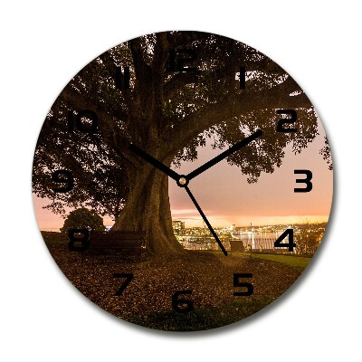 Wanduhr glas rund Alter Baum