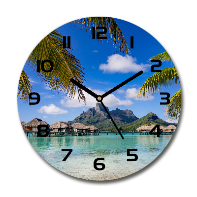 Wanduhr glas rund Palmen in Bora Bora