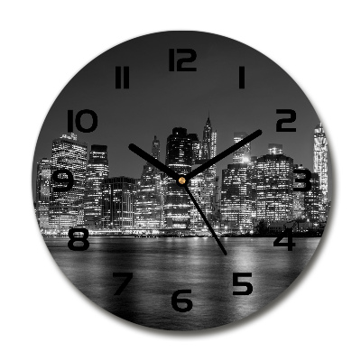 Wanduhr glas rund Manhattan bei Nacht
