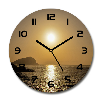 Wanduhr rund Sonnenuntergang am Meer