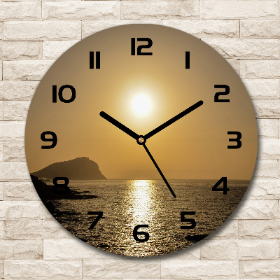 Wanduhr rund Sonnenuntergang am Meer