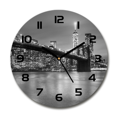 Wanduhr glas rund New York bei Nacht