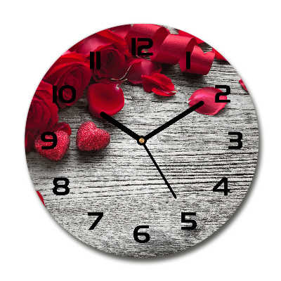 Wanduhr glas rund Rote Rosen