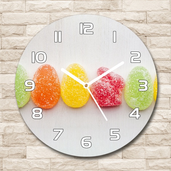 Wanduhr glas rund Bunte Geleebohnen