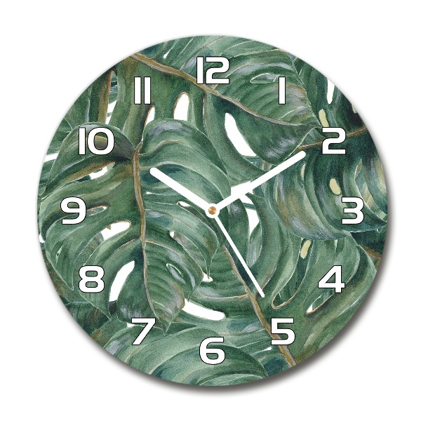 Wanduhr rund Monstera