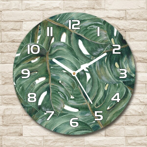 Wanduhr rund Monstera