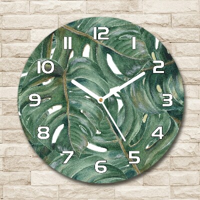 Wanduhr rund Monstera