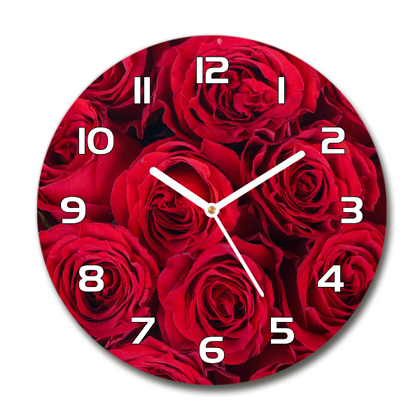 Wanduhr glas rund Rosen
