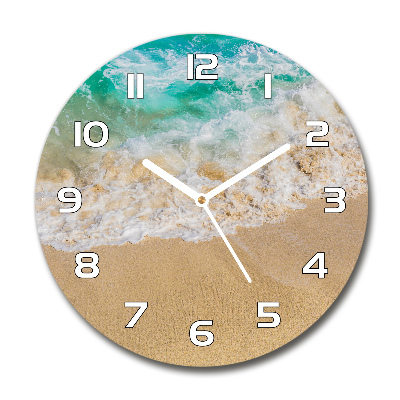 Wanduhr glas rund Strand und Meer
