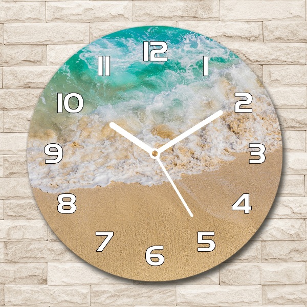 Wanduhr glas rund Strand und Meer