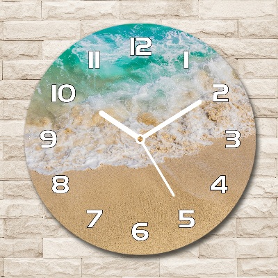 Wanduhr glas rund Strand und Meer
