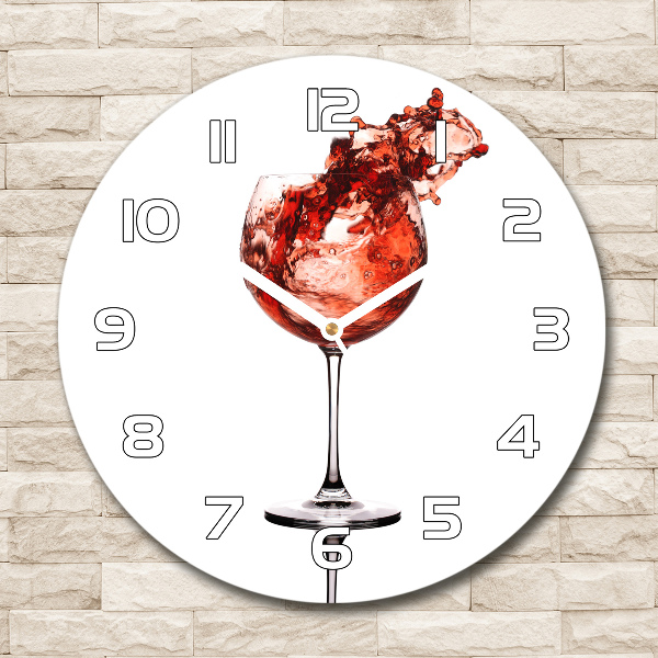 Wanduhr rund Ein Glas Wein