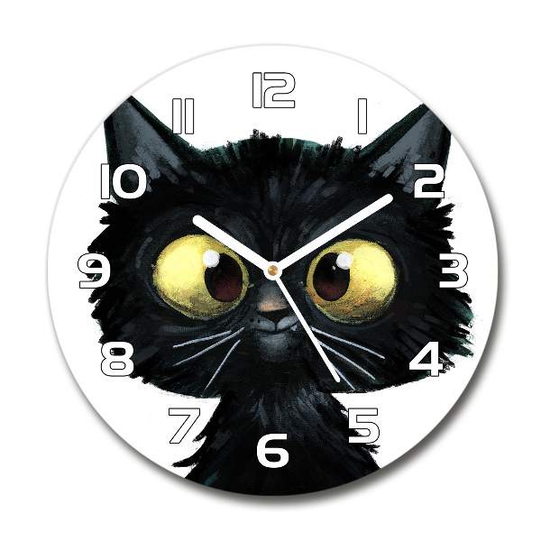 Wanduhr glas rund Katzenillustration
