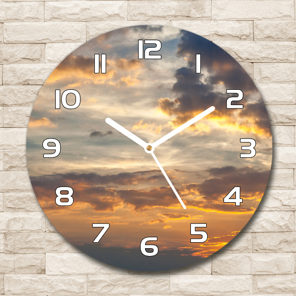 Wanduhr glas rund Sonnenuntergang