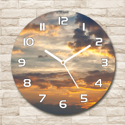 Wanduhr glas rund Sonnenuntergang