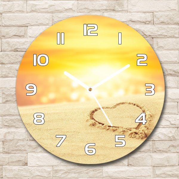 Wanduhr rund Herz im Sand