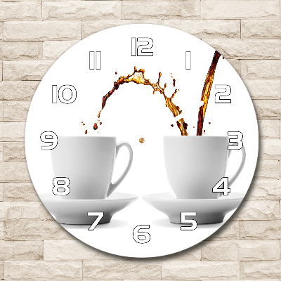 Wanduhr glas rund Kaffee eingeschenkt