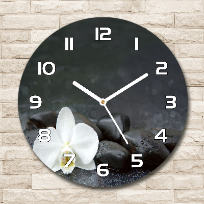 Wanduhr rund Orchidee