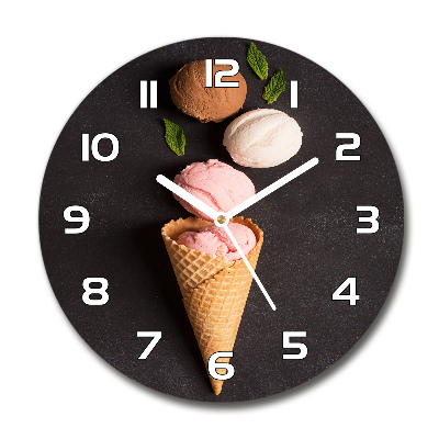 Wanduhr rund Eiscreme in einer Waffeltüte