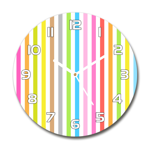 Wanduhr glas rund Bunte Streifen