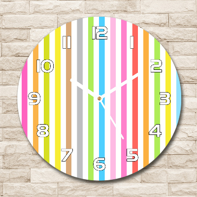 Wanduhr glas rund Bunte Streifen