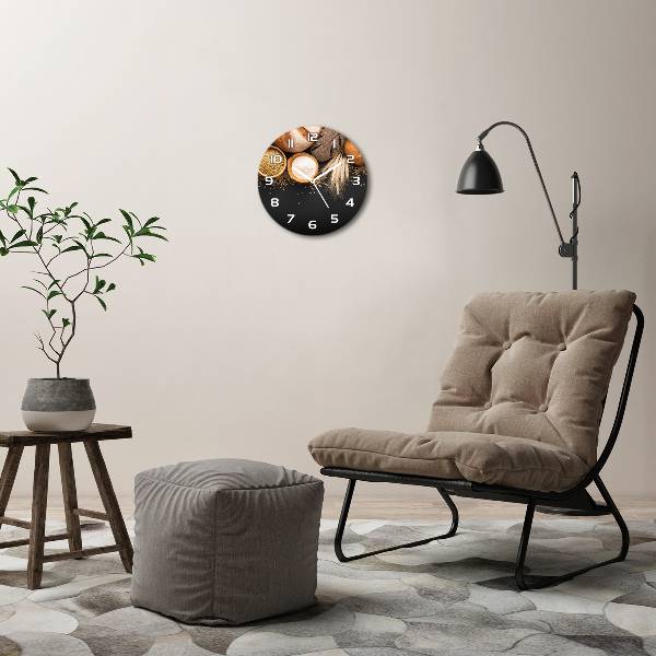 Wanduhr rund Brot und Weizen