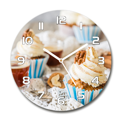Wanduhr glas rund Cupcakes
