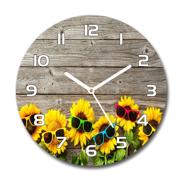 Wanduhr rund Sonnenblumen