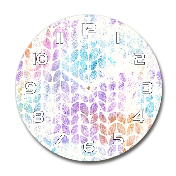 Wanduhr rund Bunte Blätter