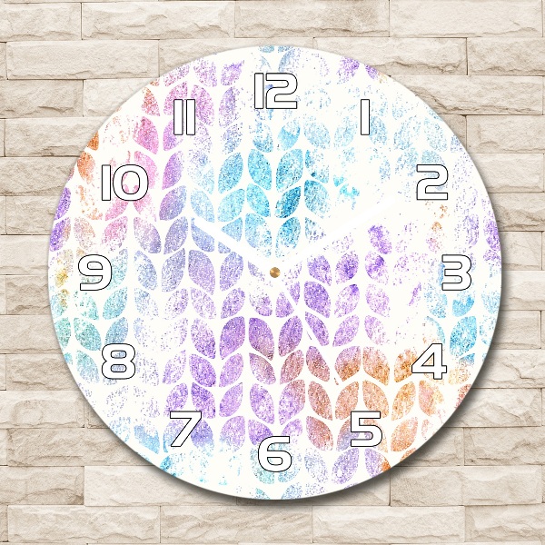 Wanduhr rund Bunte Blätter
