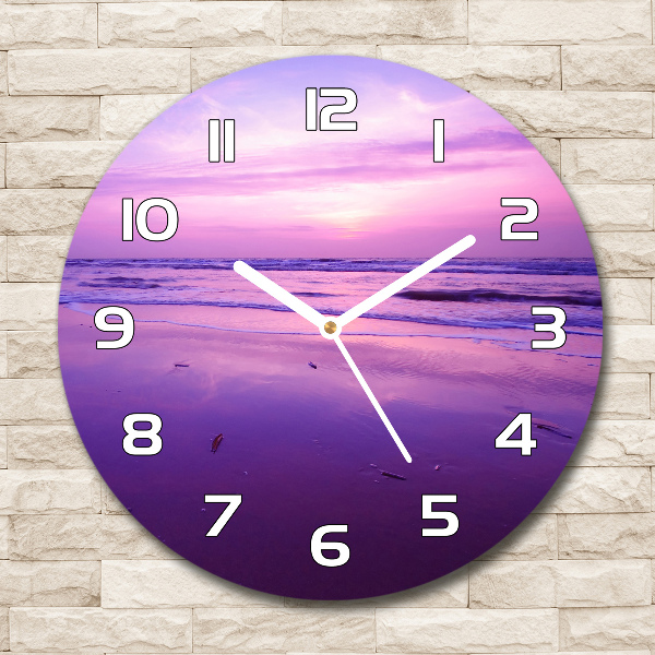 Wanduhr rund Sonnenuntergang, Sonne, Meer