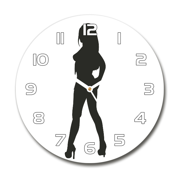 Wanduhr glas rund Silhouette einer Frau