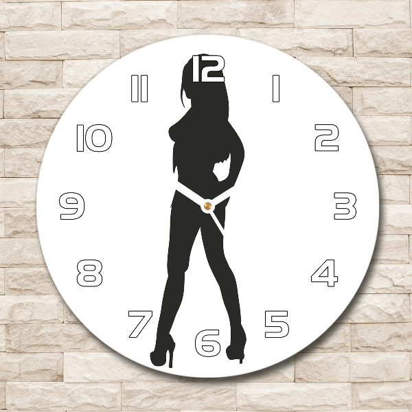 Wanduhr glas rund Silhouette einer Frau