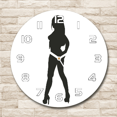 Wanduhr glas rund Silhouette einer Frau