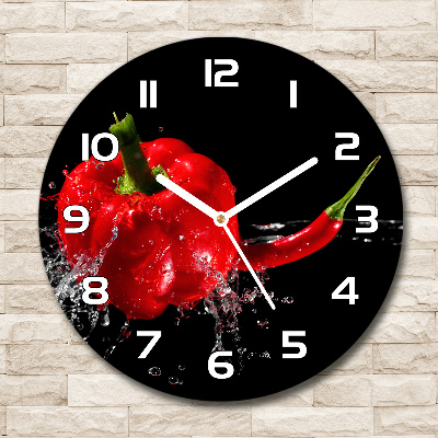 Wanduhr rund Rote Paprika