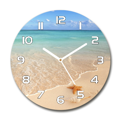 Wanduhr rund Seesterne am Strand