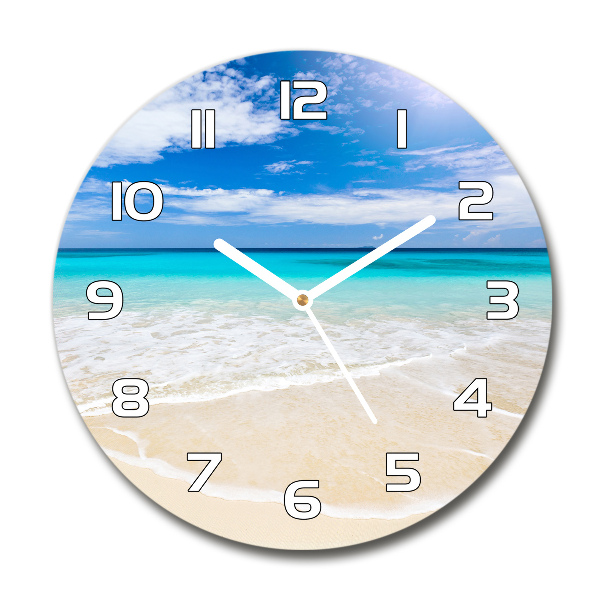 Wanduhr glas rund Tropischer Strand