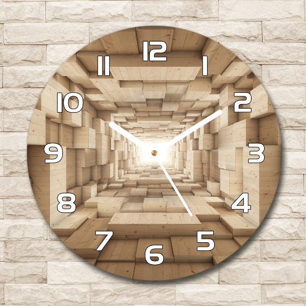 Wanduhr glas rund Holztunnel