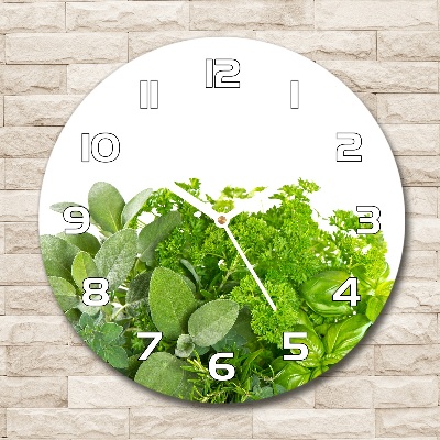Wanduhr glas rund Kräuter
