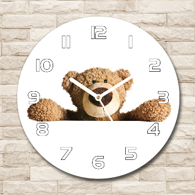 Wanduhr glas rund Teddybär