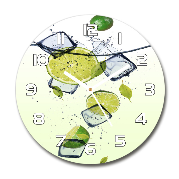 Wanduhr glas rund Limetten und Eis