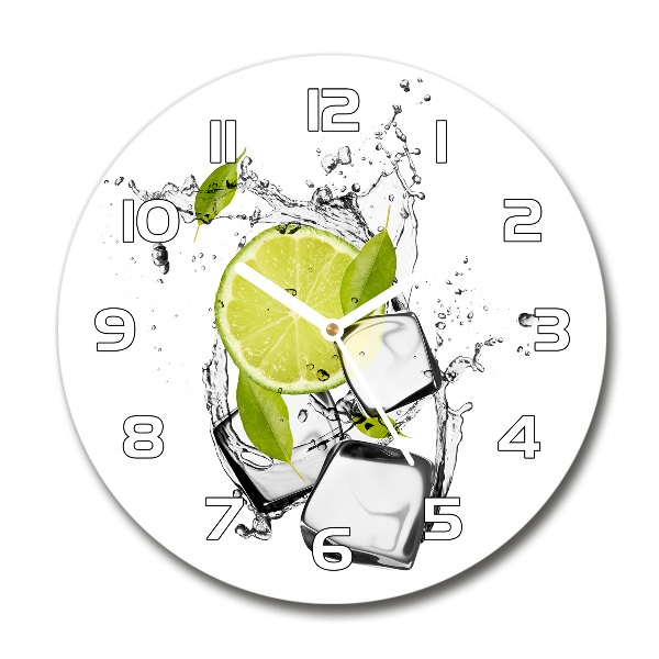 Wanduhr glas rund Limette mit Eis